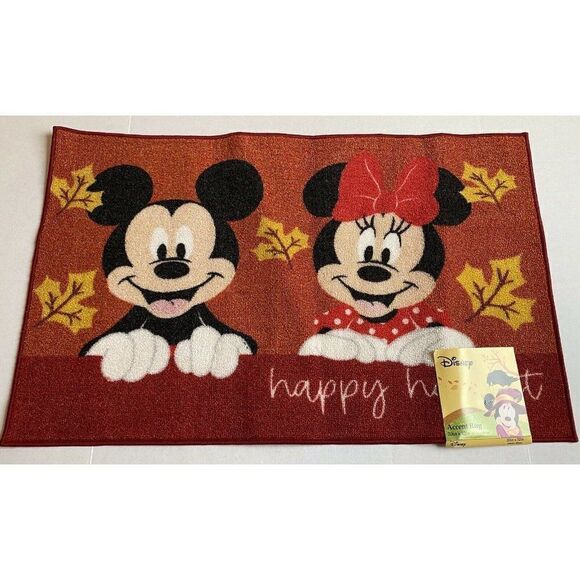 DISNEY MICKEY Minnie MOUSE Fall Happy HARVEST Rug - Picture 1 of 6
